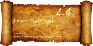 Lencz György névjegykártya